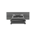 Modern Double Bed with Upholstered Headboard Gray Pillows and Nightstand Drawers