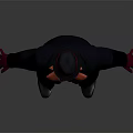 Stylish 3D Character Model With Black Coat Red Lining Black Hat And Gray Pants