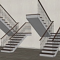 American Stair Handrail Stair Metal Handrail Corner Stair 3d model