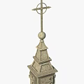 Stone Pillar With Layered Structure And Top Sphere Cross Decoration 3d model