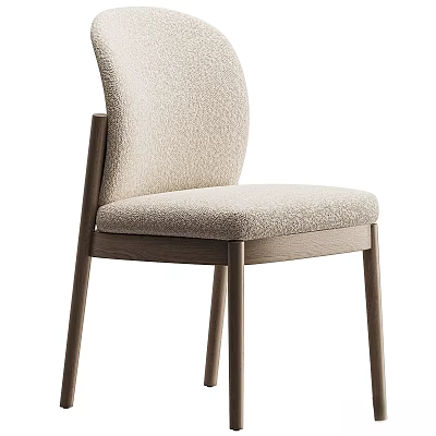Modern Accent Chair with Beige Upholstered Seat and Wooden Frame 3d model