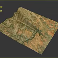 Detailed 3D Terrain Model Featuring Mountain Ranges And Colorful Topographic Regions