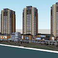 Modern High Rise Residential Buildings With Low Rise Structures Greenery And Waterfront View