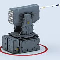 Naval Close In Defense Weapon System With Grey Launcher Radar Base And Red Ring 3d model
