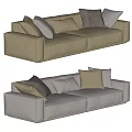 Light Beige Sectional Sofa With Multiple Soft Cushions And Modern Design 3d model
