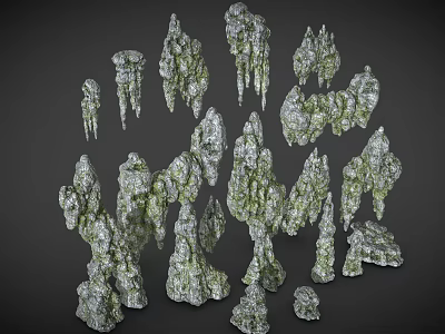 Natural Rock Formations In Various Shapes With Stalactites Stalagmites And Stone Structures 3d model