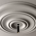 Modern White Ceiling Decorative Design With Concentric Circles And Black Pendant Light 3d model