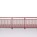 Red Chinese Style Balustrade With Vertical Slats Posts And Spherical Tops 3d model