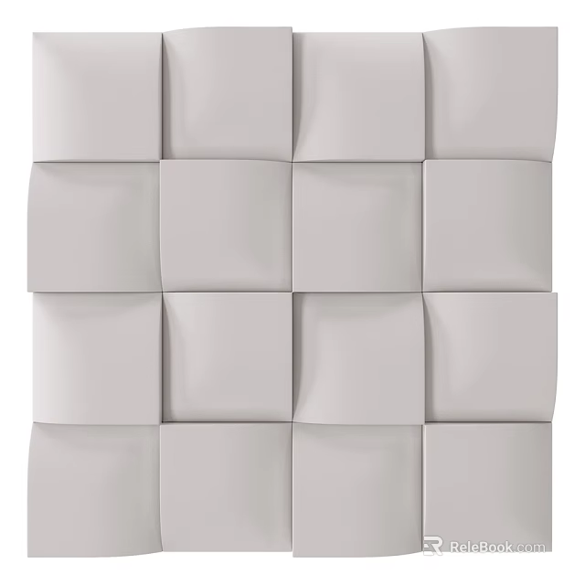 Modern Decorative Wall Panel With Square 3D Design And Light Color 3d model 