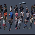 Group of People in Various Poses With Different Clothing and Diverse Activities