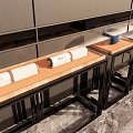 Modern Display Shelves With Black Metal Frame And Glass Layers For Showroom