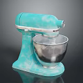 Turquoise Kitchen Stand Mixer With Silver Mixing Bowl And Electric Motor