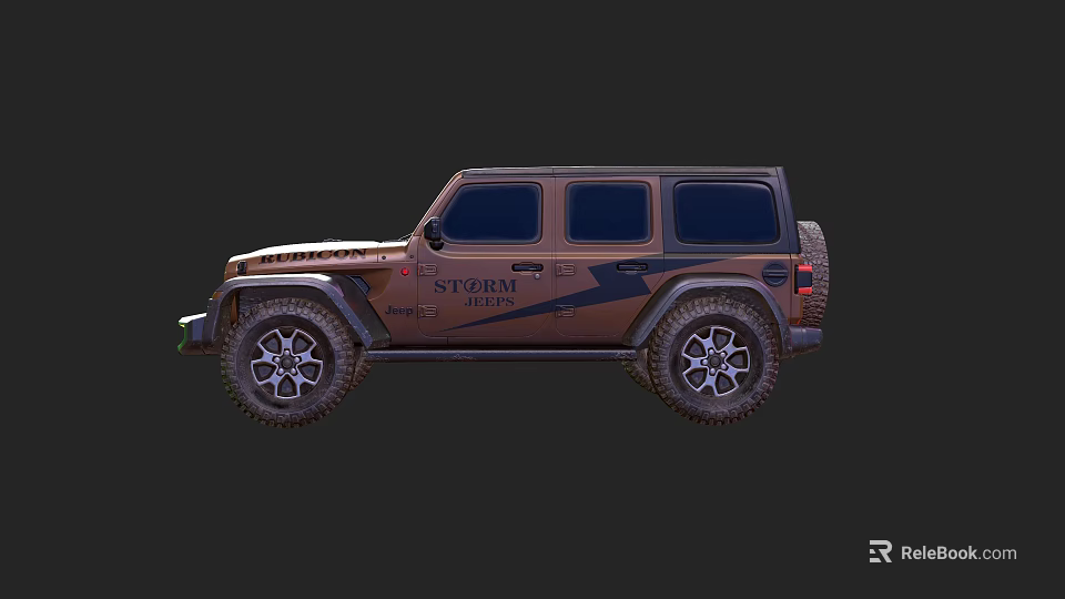 Brown Storm Four Door Off Road SUV With Rugged Tires And Adventure Design 3d model 