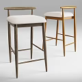 Modern Minimalist Bar Stools With Dark And Light Wooden Legs And Fabric Seats