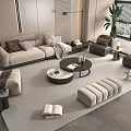 Elegant Modern Sofa Coffee Table Set With Beige Fabric Round Marble Top And Accent Chairs