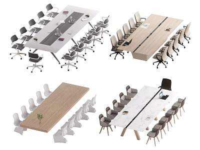 Modern Conference Tables With Various Designs And Comfortable Chairs For Meeting Rooms 3d model
