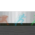 Feature Wall With Red Blue Green Dot Matrix Running Figures And Dark Background Ground Reflection 3d model