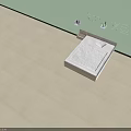 Double Bed 3D Model in Modern Bedroom with Light Green Wall and Decorative Shelves