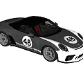Black And White Sports Car With Number 48 Convertible Top And Alloy Wheels