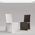 Modern Minimalist Fabric Dining Chairs in White and Brown with Sleek Design