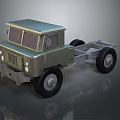 Green Military Style Truck Chassis With Cab And Black Wheels