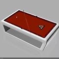 Sleek Red Felt Billiard Table With White Frame Cue Stick And Balls 3d model