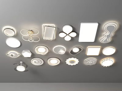 Various Modern Ceiling Lights With Different Shapes And Decorative Designs For Home Interior 3d model