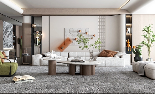 modern living room cream living room 3d model