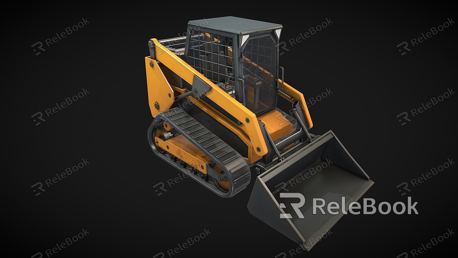 loader forklift excavator industrial equipment crane cartoon loader cartoon excavator model