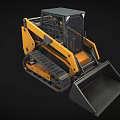 Tracked Skid Steer Loader With Yellow Body Black Bucket And Protective Cage