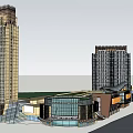Modern Commercial Complex With Glass Facade Curved Roof And Multilevel Exterior