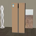 Gold Double Door Refrigerator In Modern Home Interior With Decorative Items