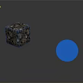 Wood And Stone Decorative Cube And Sphere Pieces With Textured Surfaces