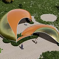 Pocket Park Corridor Pavilion Square Sketch Landscape Sketch Curve Roof Shaped 3d model