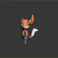 Cute Orange Cartoon Fox Character With Big Ears Glasses Orange Vest And Purple Shoes