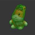 Cute Orange Plush Toy With Green Leaf On Head And White Limbs
