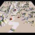 Abstract painting landscape stone small scene scroll scenery concept 3d model
