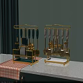 Stylish Gold Kitchen Utensil Organizers With Green White Utensils And Storage Shelves
