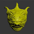 Mythical Dragon Head Character With Red Eyes Horns Scales And Sharp Teeth 3d model