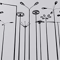 Roadside Lighting Facilities With Multiple Street Lamps Under Blue Sky And White Clouds