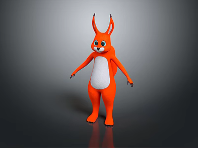 Orange Long Ears Game And Movie Character With White Belly Standing Pose 3d model