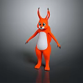 Orange Long Ears Game And Movie Character With White Belly Standing Pose