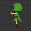 Game And Movie Character With Green Hooded Cloak Red Hair And Bow Arrow