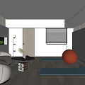 Modern Home Fitness Space With Yoga Mat Exercise Ball And Mirror