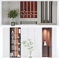 Modern Minimalist Bookcase Interior Design With Layered Shelves Books Decorative Items And Green Plants