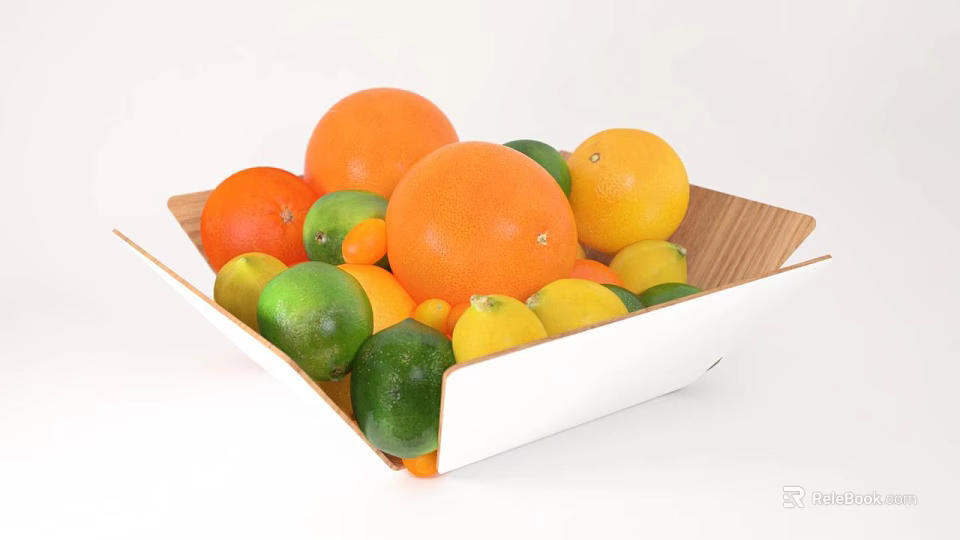 Colorful Fresh Ripe Citrus Fruits Oranges Lemons And Limes in White Box 3d model 