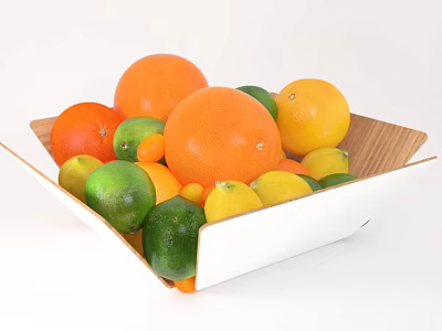 Colorful Fresh Ripe Citrus Fruits Oranges Lemons And Limes in White Box 3d model