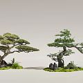 New Chinese Style Interior Landscape New Chinese Style Landscape Setches Courtyard Landscape Tree Pine Tree 3d model
