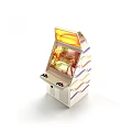 Arcade Game Machine With White Body Colorful Waves Lit Screen Game Display Control Buttons Joystick