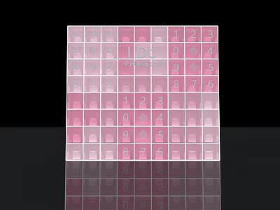Modern Pink Grid Panel With Numbers And DC Letters Transparent Design 3d model
